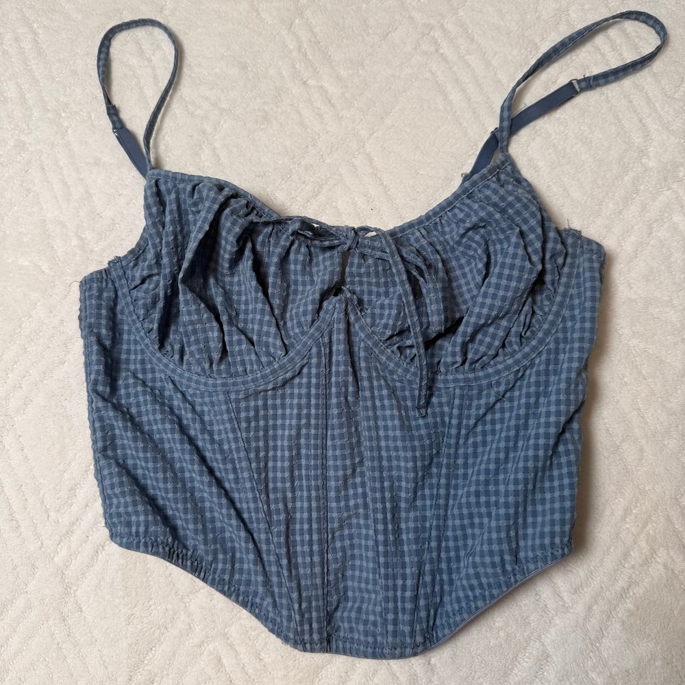 Coquette Y2K Urban Outfitters Out From Under Modern Love Corset Blue Gingham M